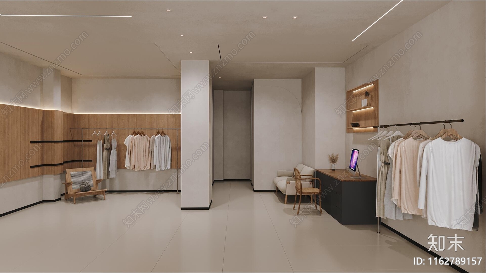 现代侘寂服装店3D模型下载【ID:1162789157】