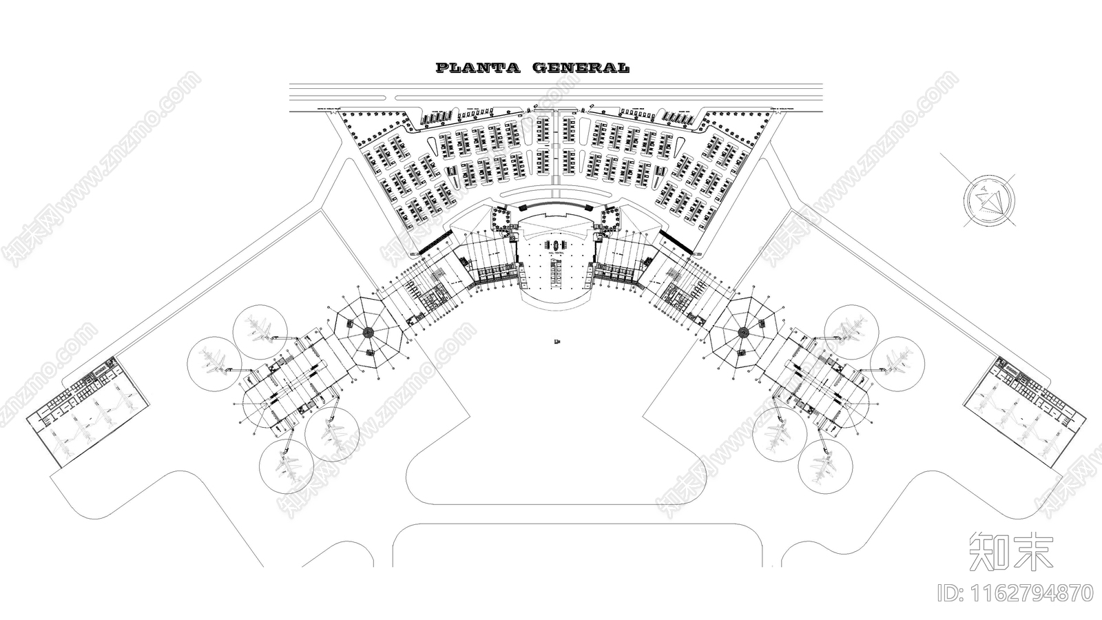 现代机场建筑cad施工图下载【ID:1162794870】