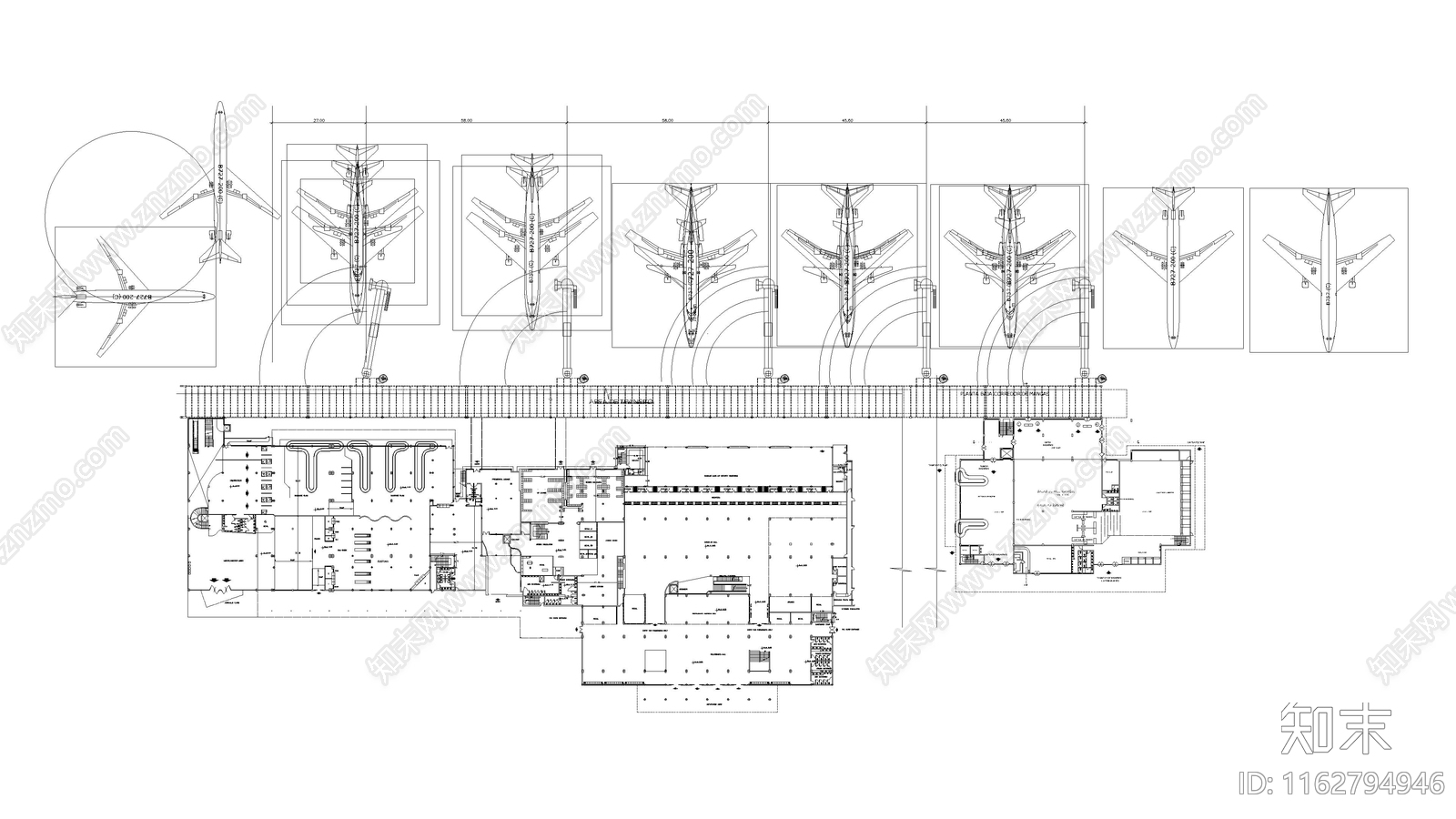 现代机场建筑施工图下载【ID:1162794946】