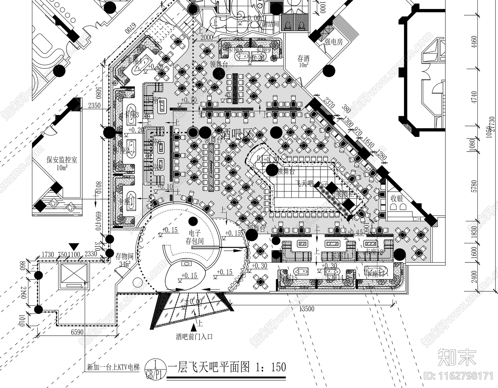 现代酒吧cad施工图下载【ID:1162798171】