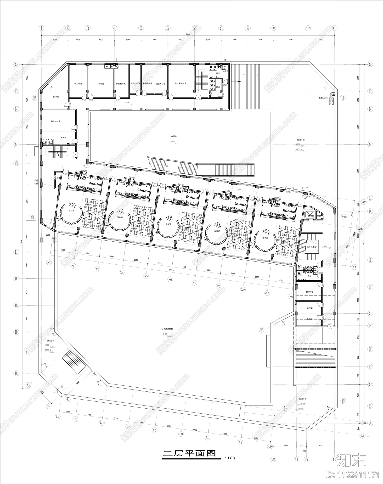 现代幼儿园建筑cad施工图下载【ID:1162811171】