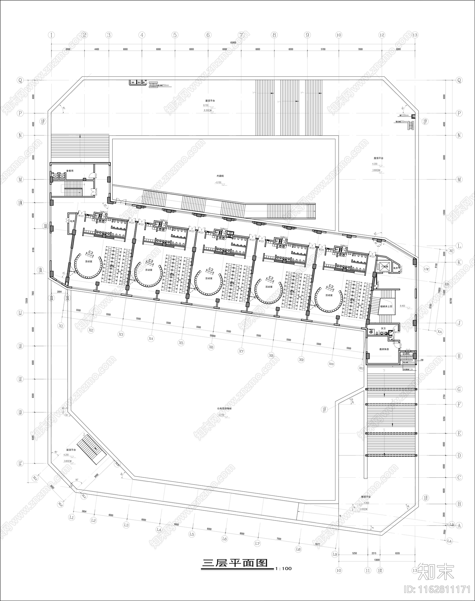 现代幼儿园建筑cad施工图下载【ID:1162811171】