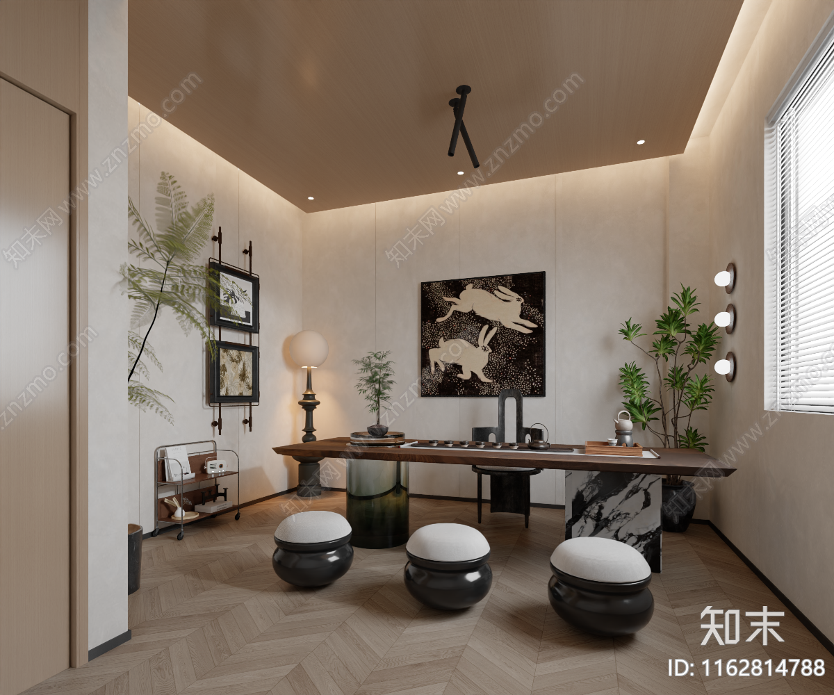 法式轻奢茶室3D模型下载【ID:1162814788】