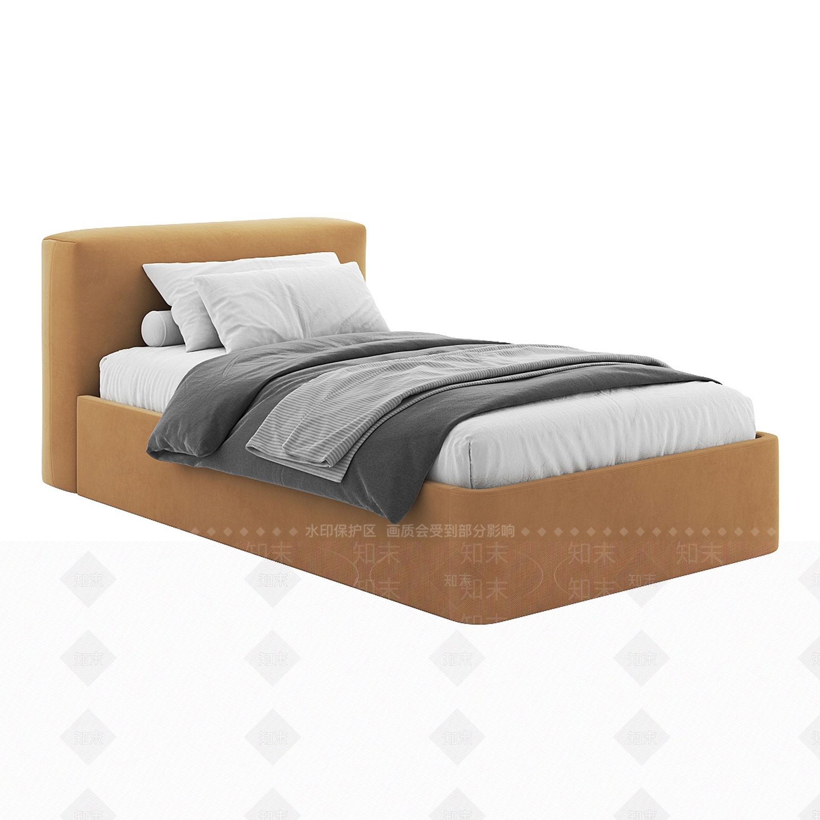 北欧现代单人床3D模型下载【ID:1162815575】