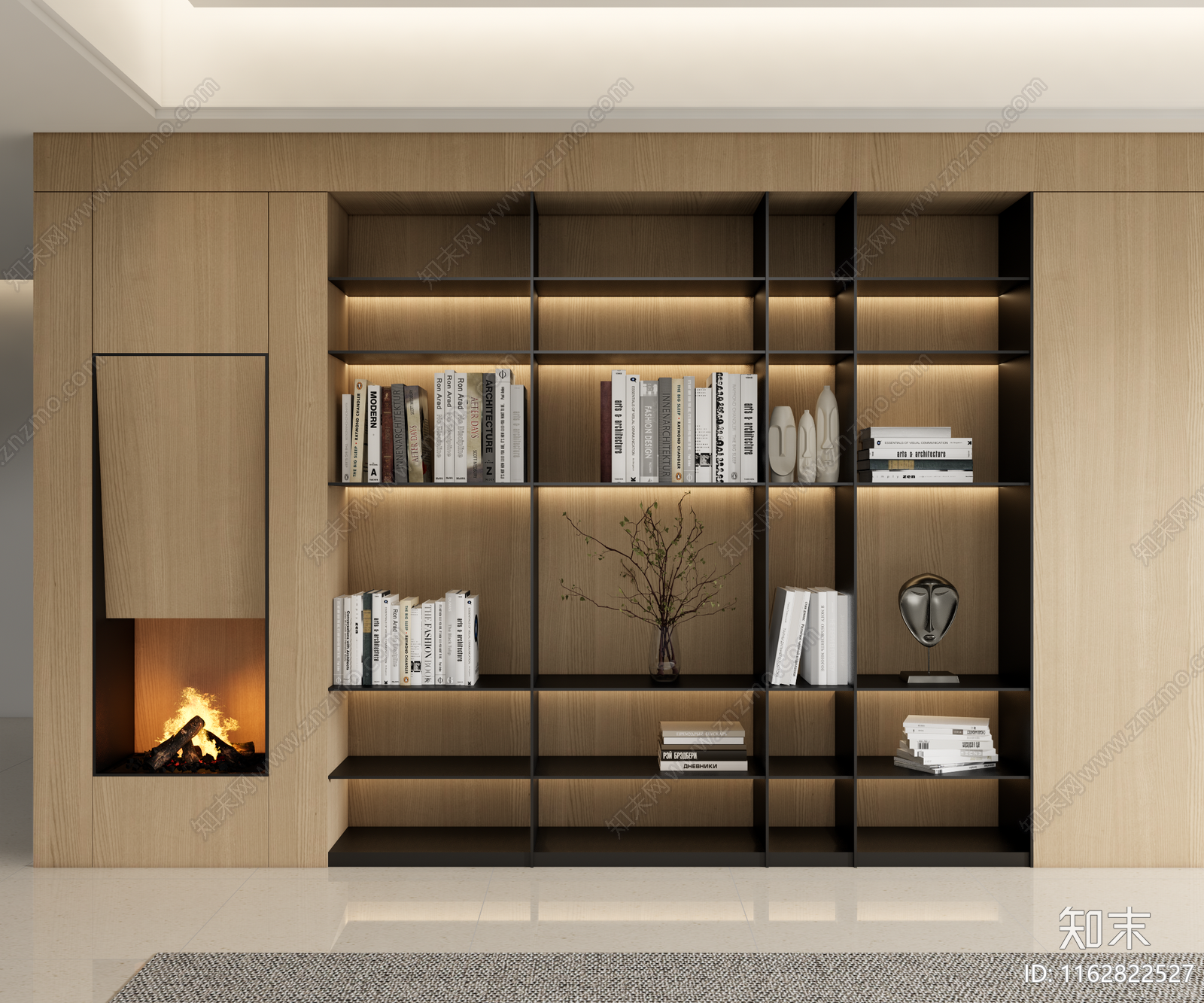 现代书柜3D模型下载【ID:1162822527】
