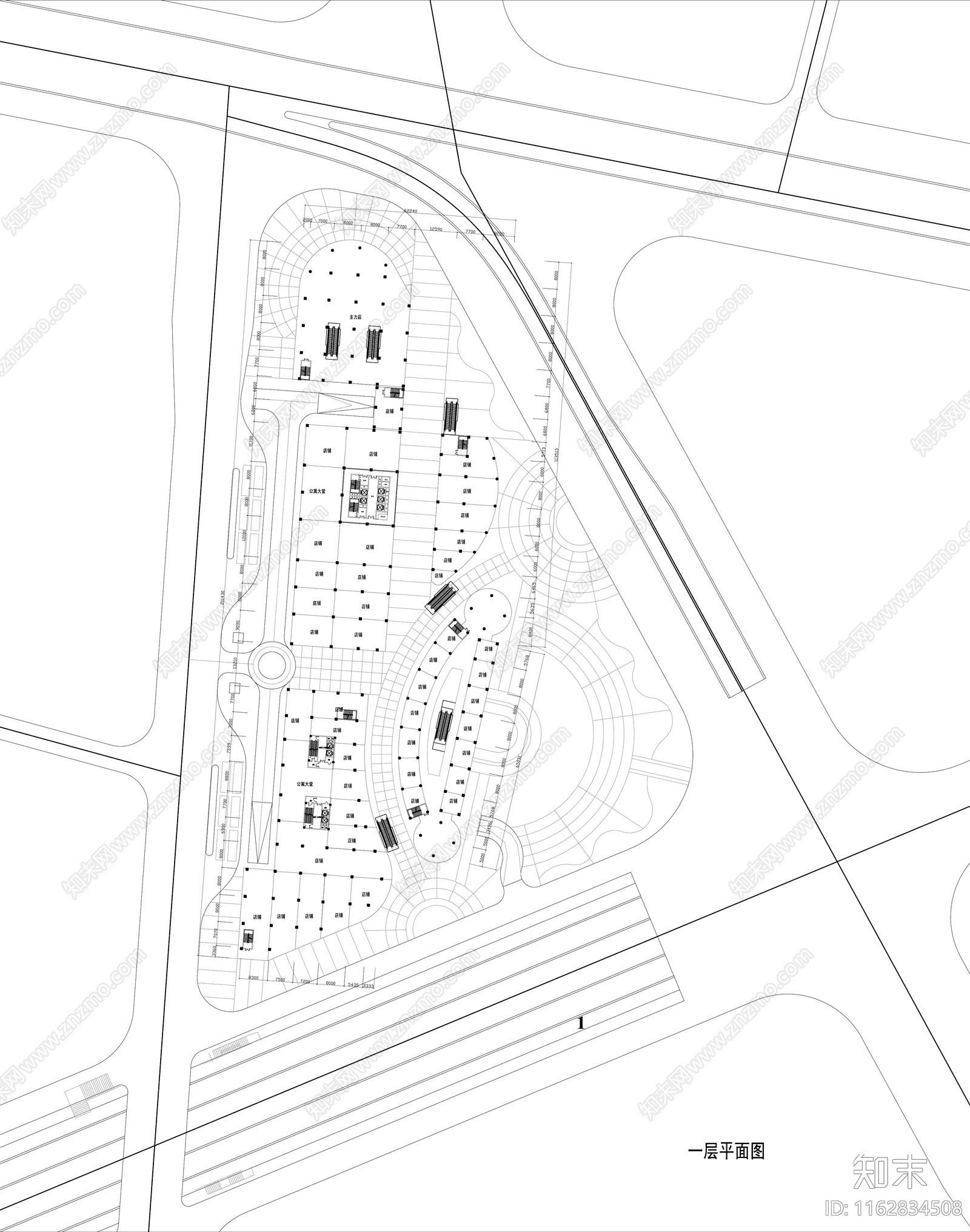 现代商业街cad施工图下载【ID:1162834508】