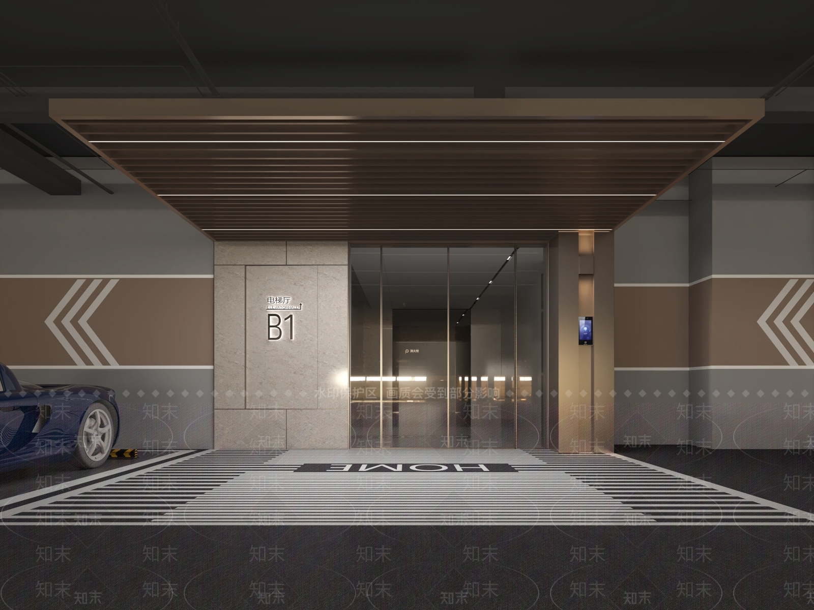 现代室内停车场3D模型下载【ID:1214453979】