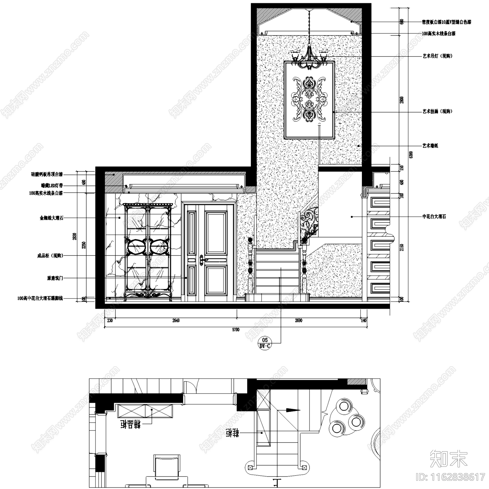 欧式星海湾三层别墅室内家装cad施工图下载【ID:1162838617】