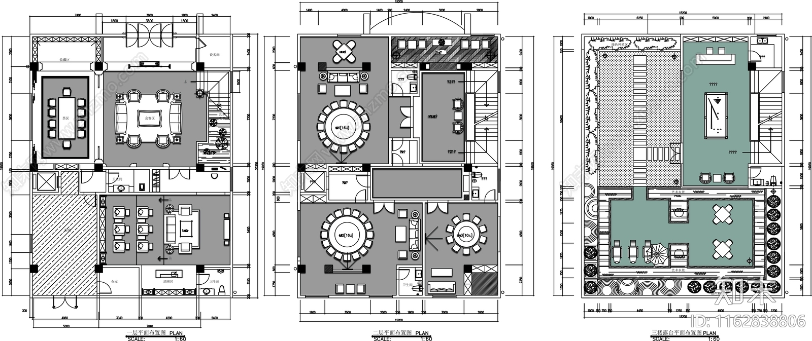 新中式会所施工图下载【ID:1162838806】