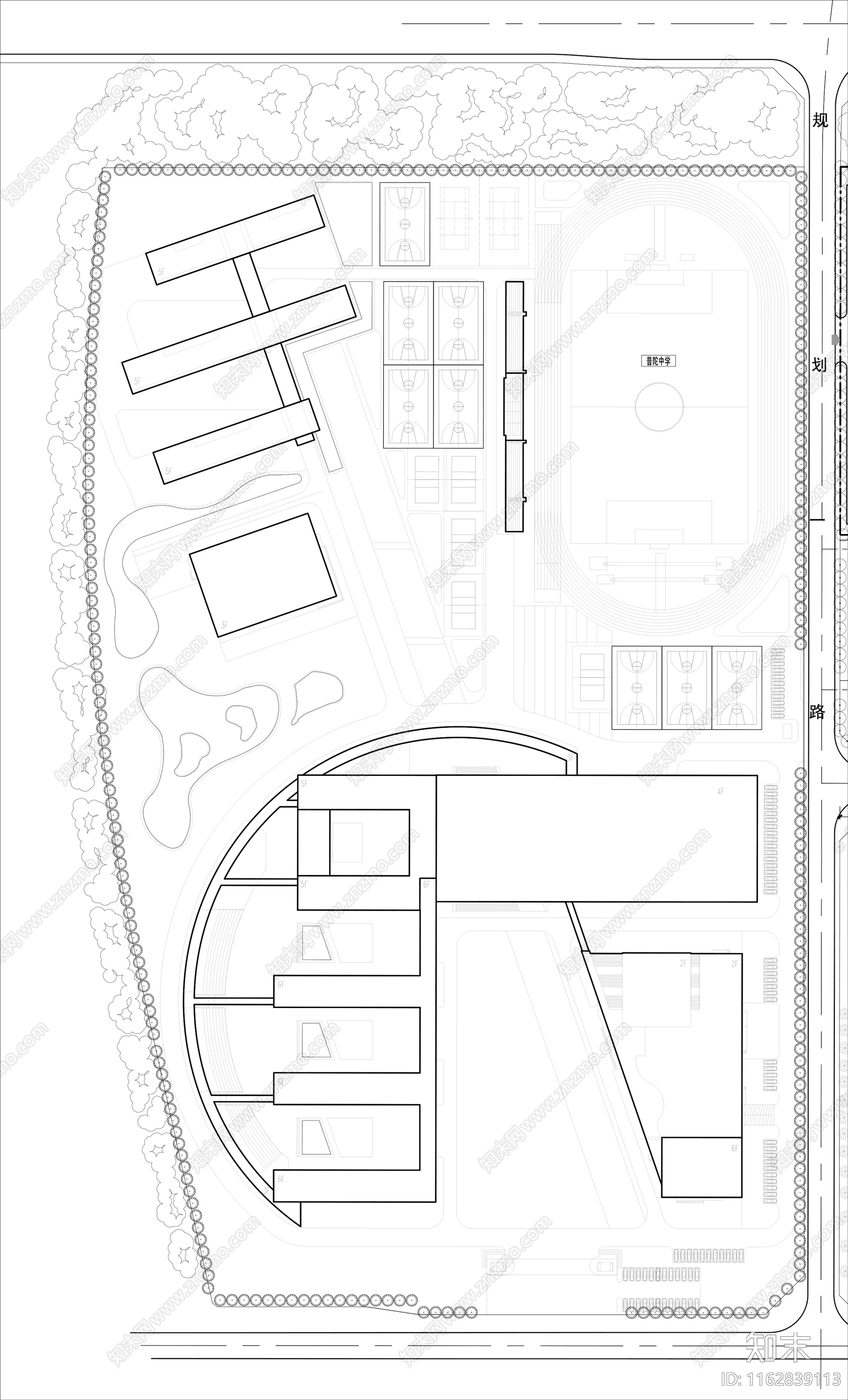 现代学校建筑cad施工图下载【ID:1162839113】