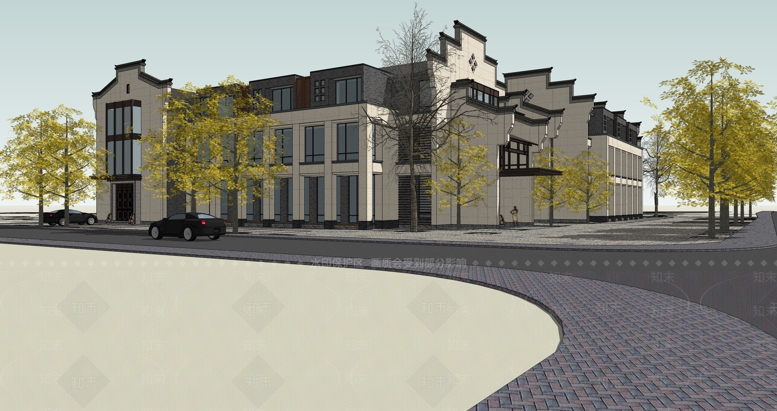 新中式其他商业建筑SU模型下载【ID:1162839403】