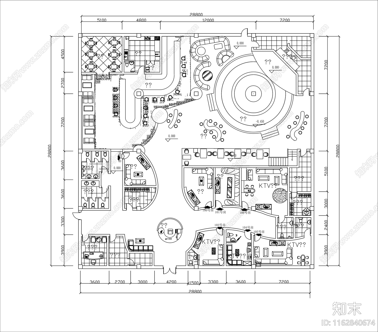 现代酒吧cad施工图下载【ID:1162840674】