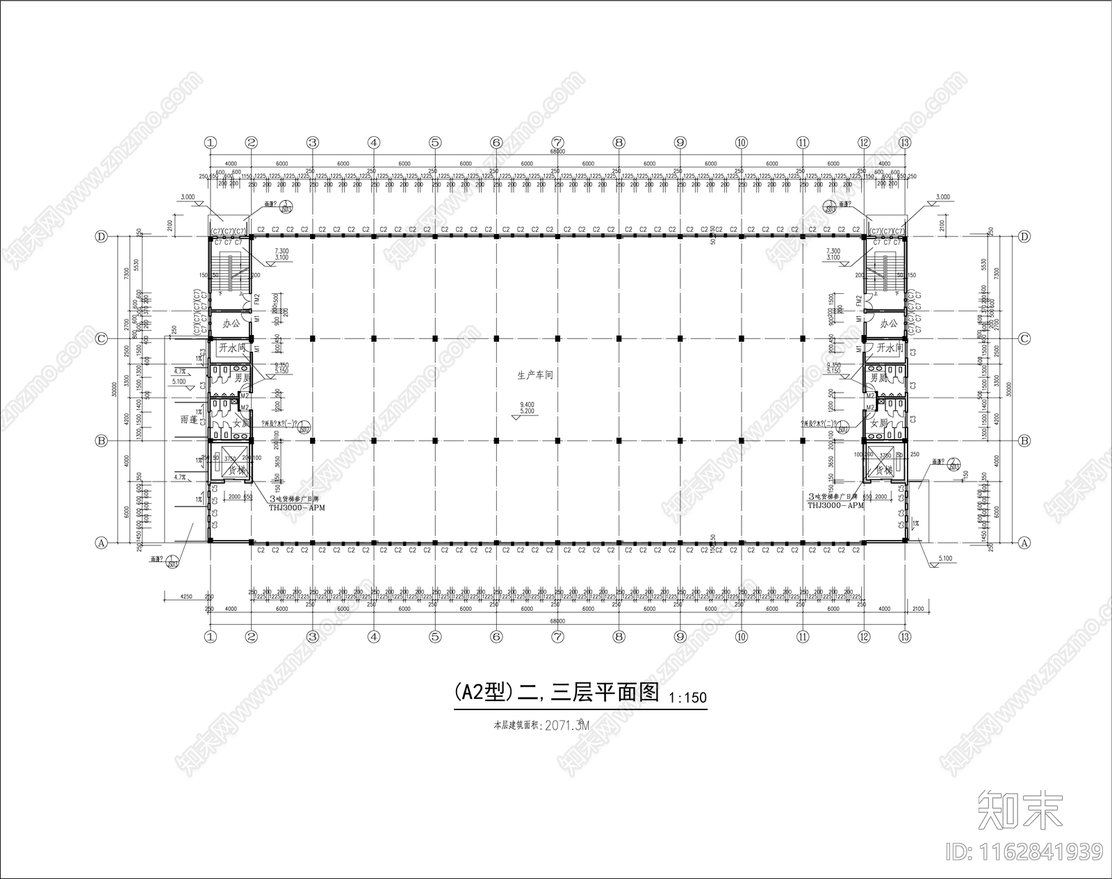 现代厂房cad施工图下载【ID:1162841939】