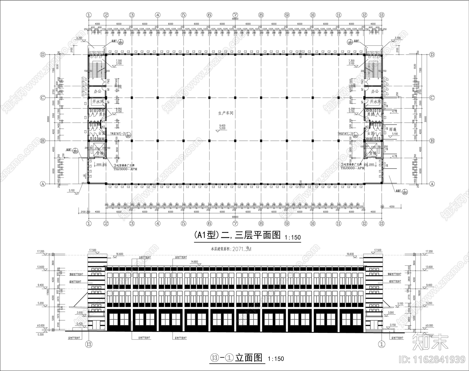 现代厂房cad施工图下载【ID:1162841939】