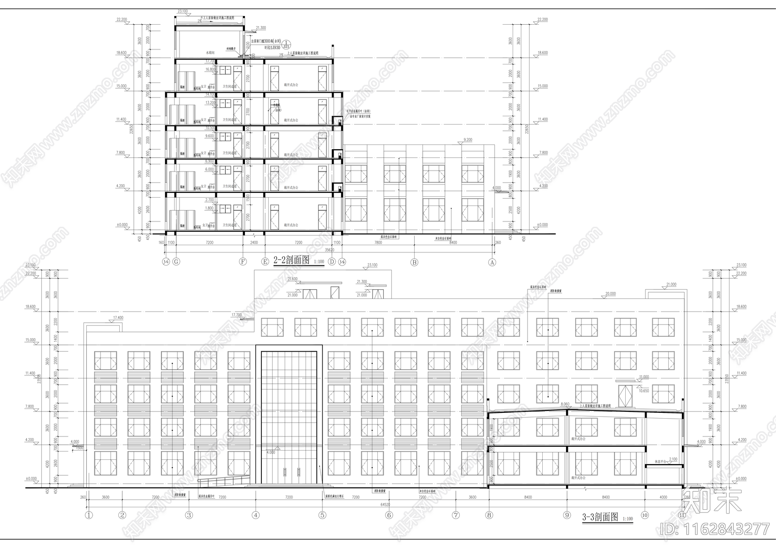 现代产业园建筑cad施工图下载【ID:1162843277】