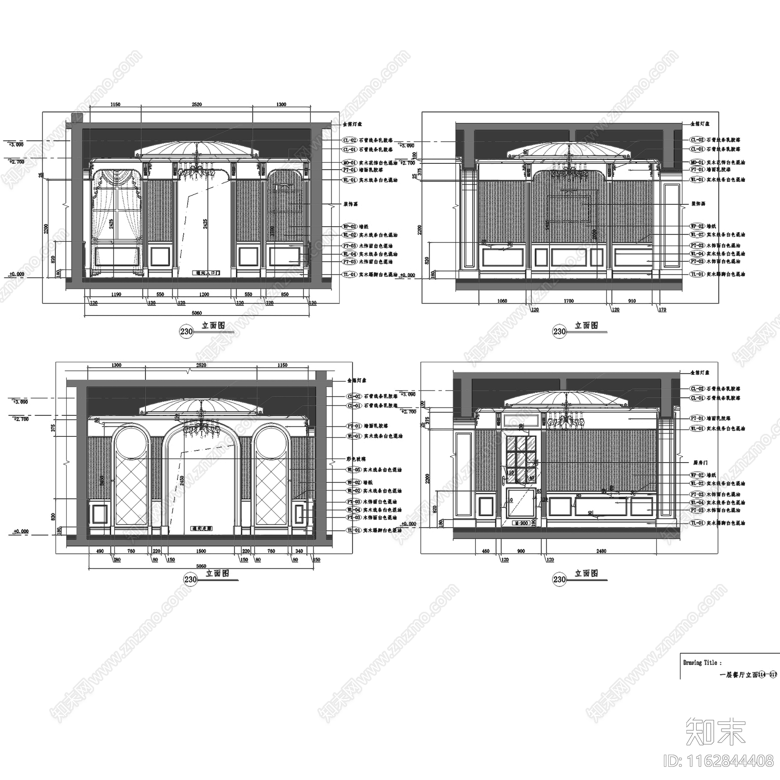 欧式三层别墅庄园室内家装cad施工图下载【ID:1162844408】