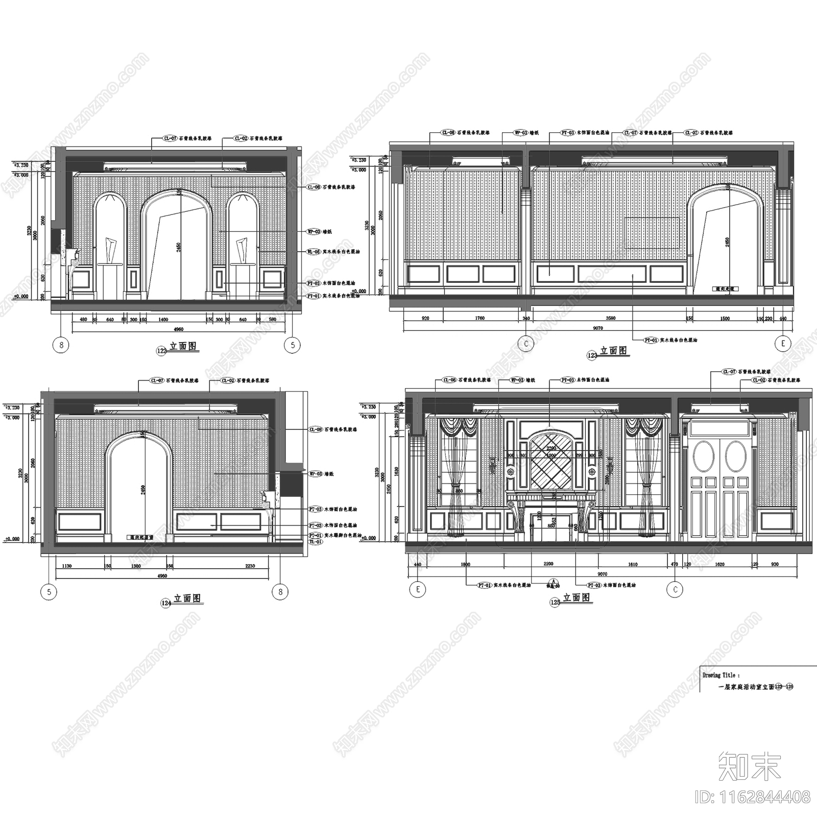 欧式三层别墅庄园室内家装cad施工图下载【ID:1162844408】