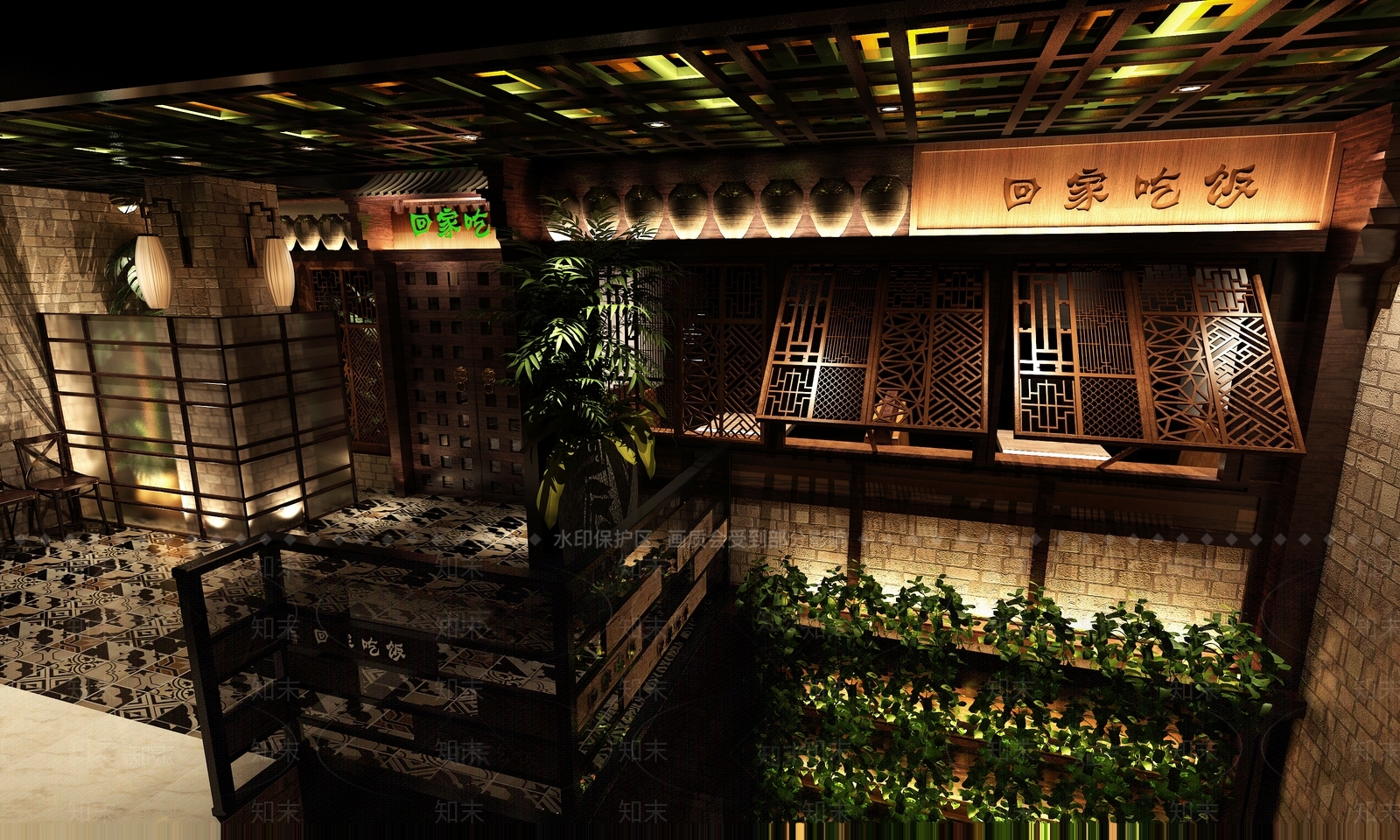 新中式中餐厅3D模型下载【ID:1162846802】