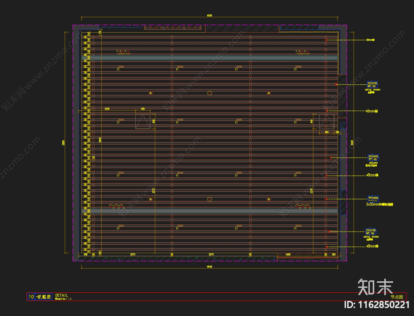 现代新中式吊顶节点cad施工图下载【ID:1162850221】