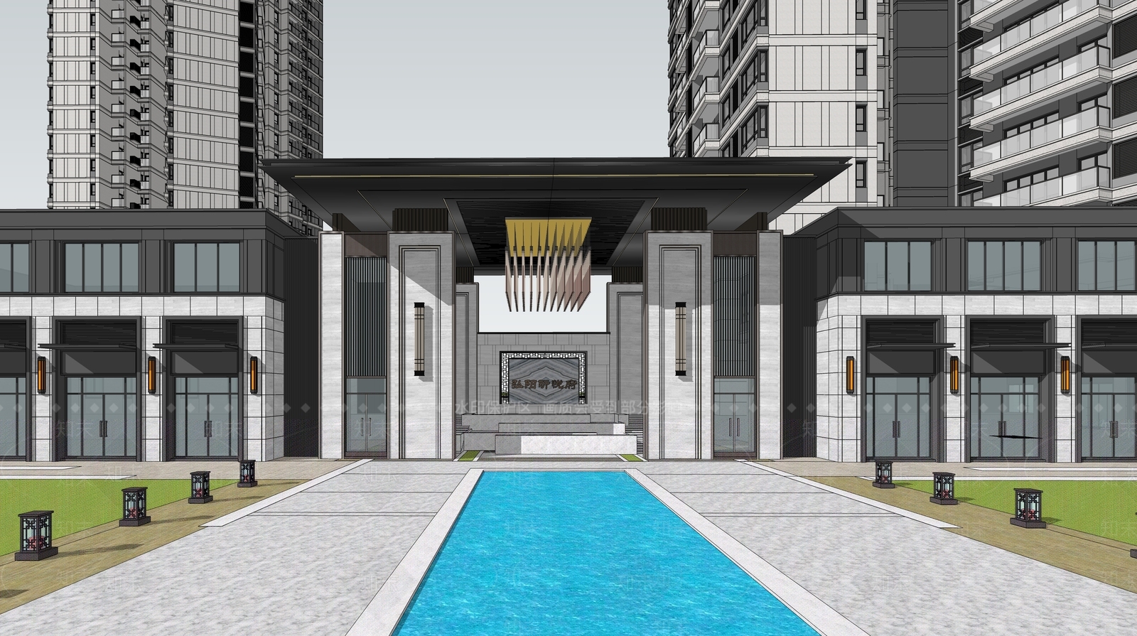 新中式现代其他商业建筑SU模型下载【ID:1162859092】