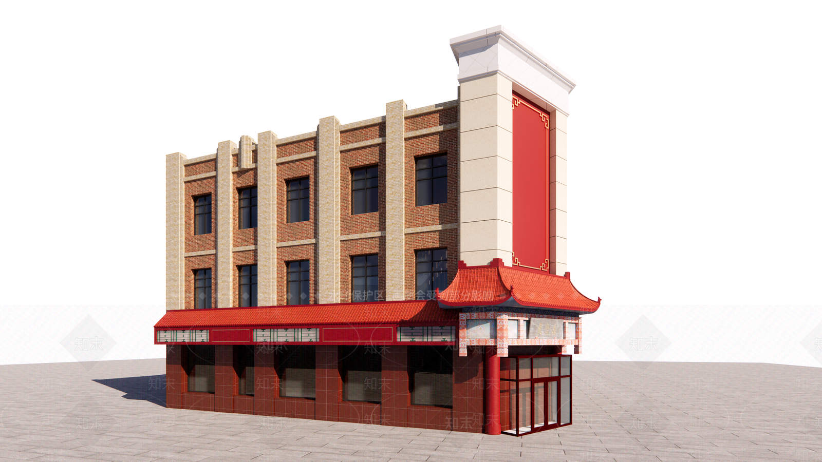 中式商场建筑SU模型下载【ID:1162860165】