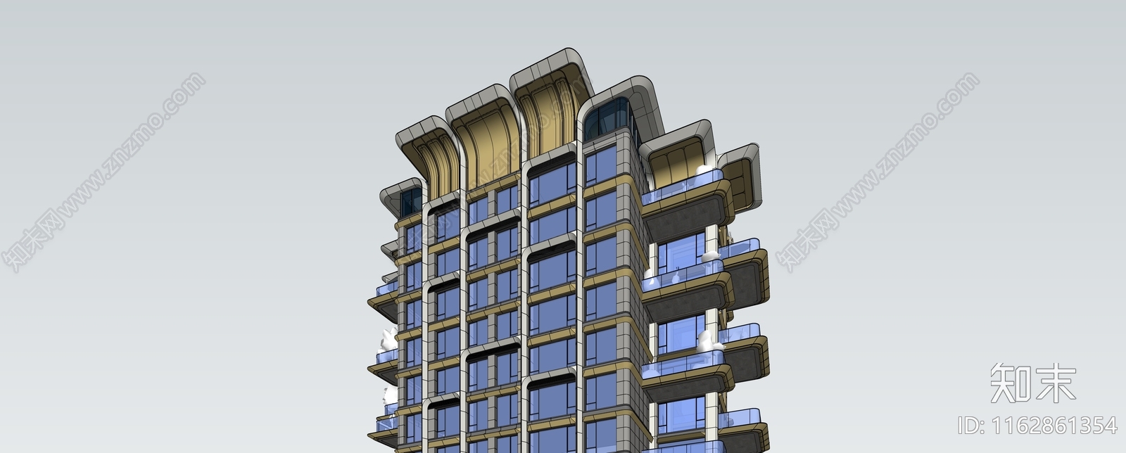 现代高层住宅SU模型下载【ID:1162861354】