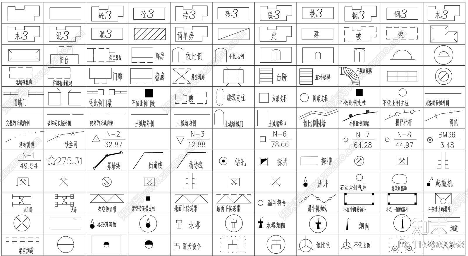 现代图例cad施工图下载【ID:1162865658】