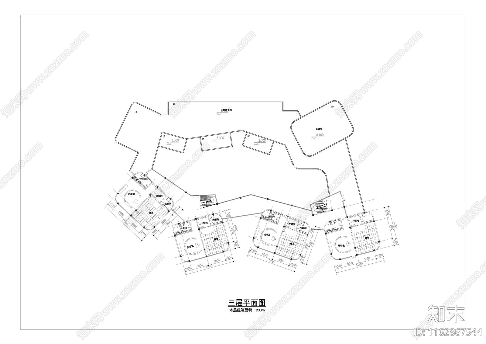 现代幼儿园建筑cad施工图下载【ID:1162867544】