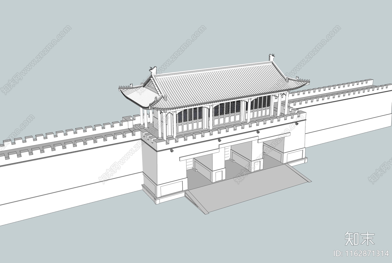 中式复古古建筑SU模型下载【ID:1162871314】