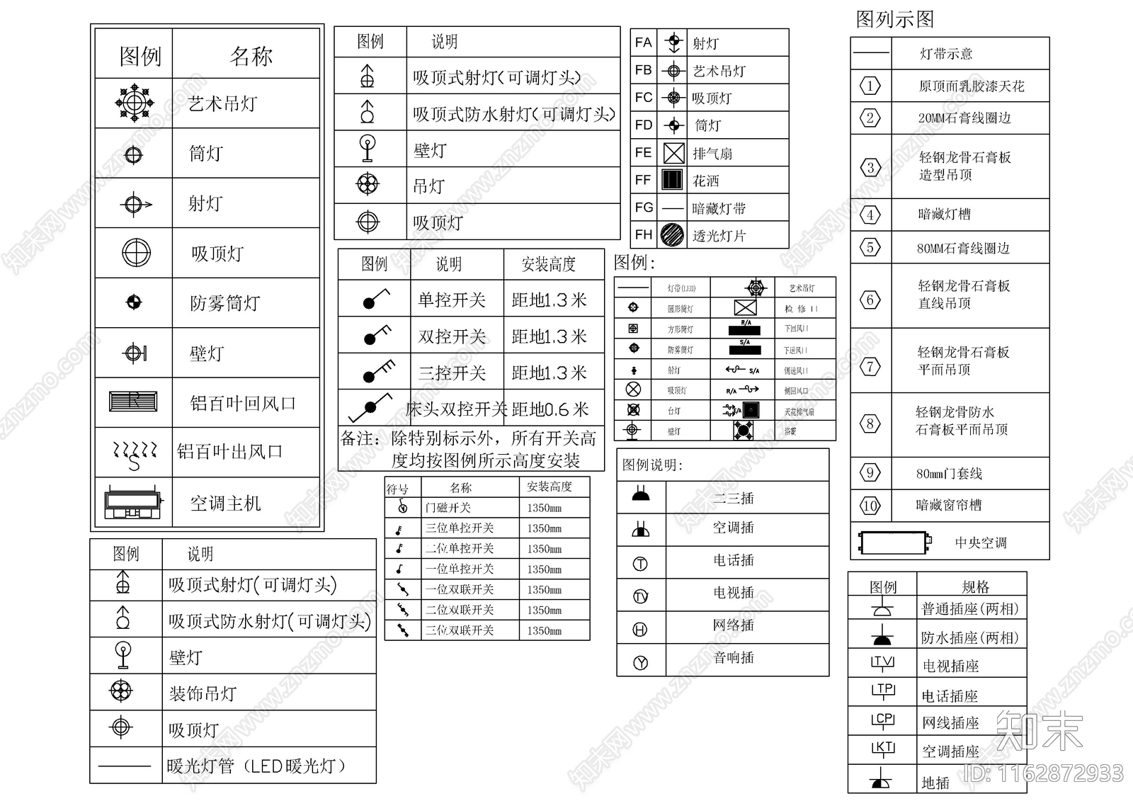 现代图例cad施工图下载【ID:1162872933】