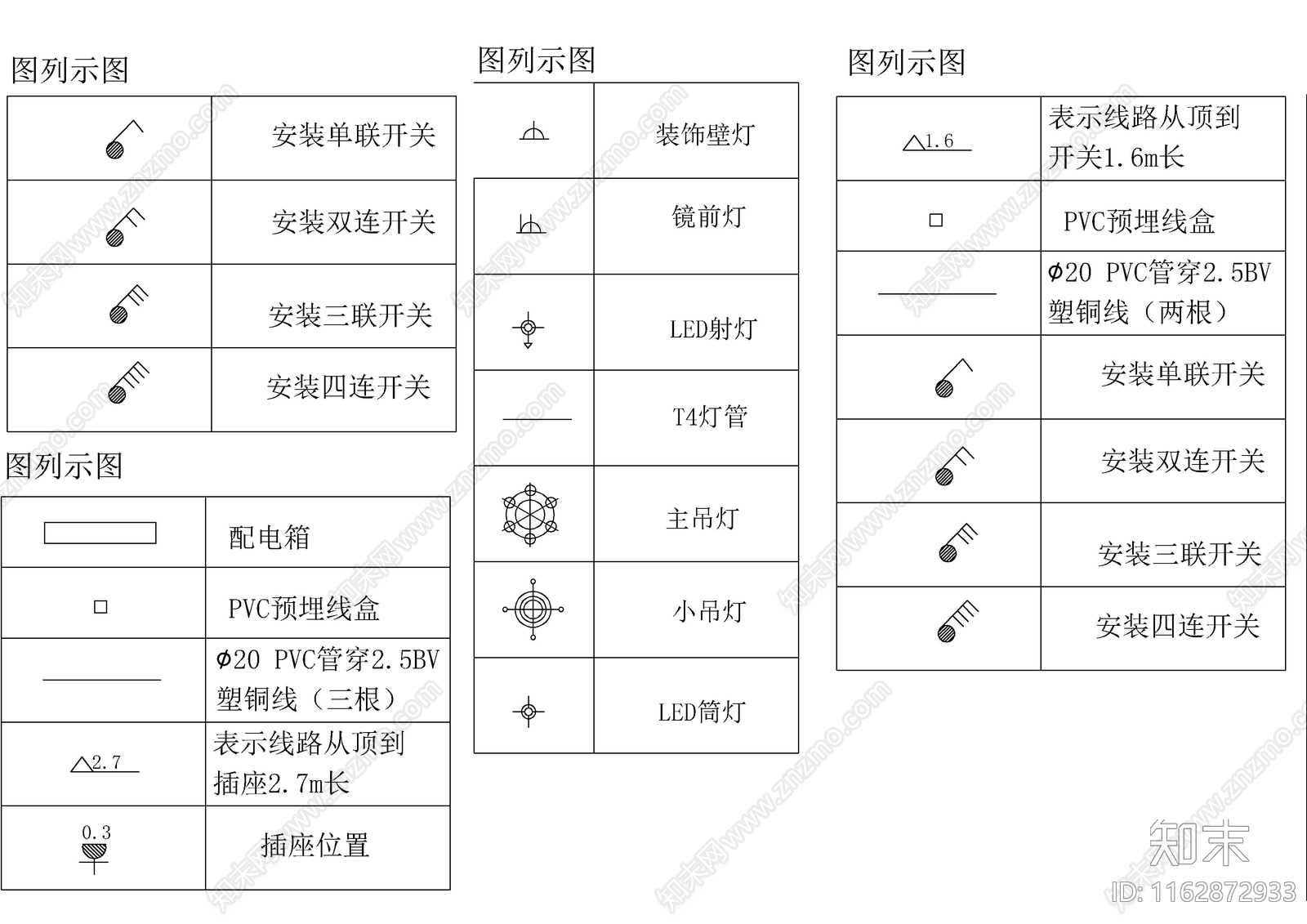 现代图例cad施工图下载【ID:1162872933】