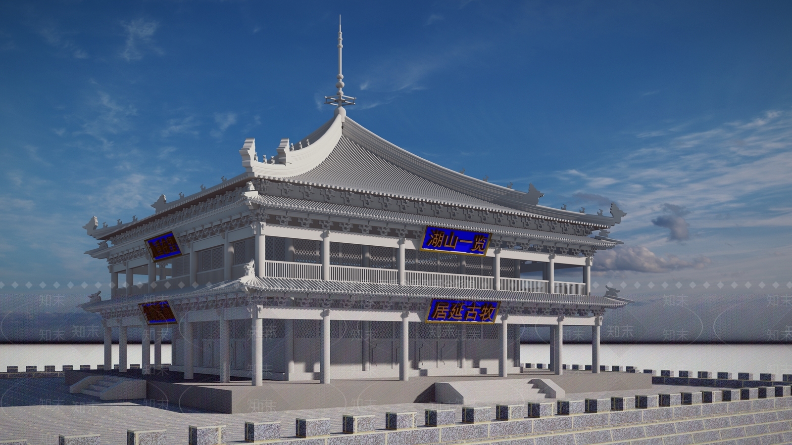 中式复古古建筑SU模型下载【ID:1162873585】