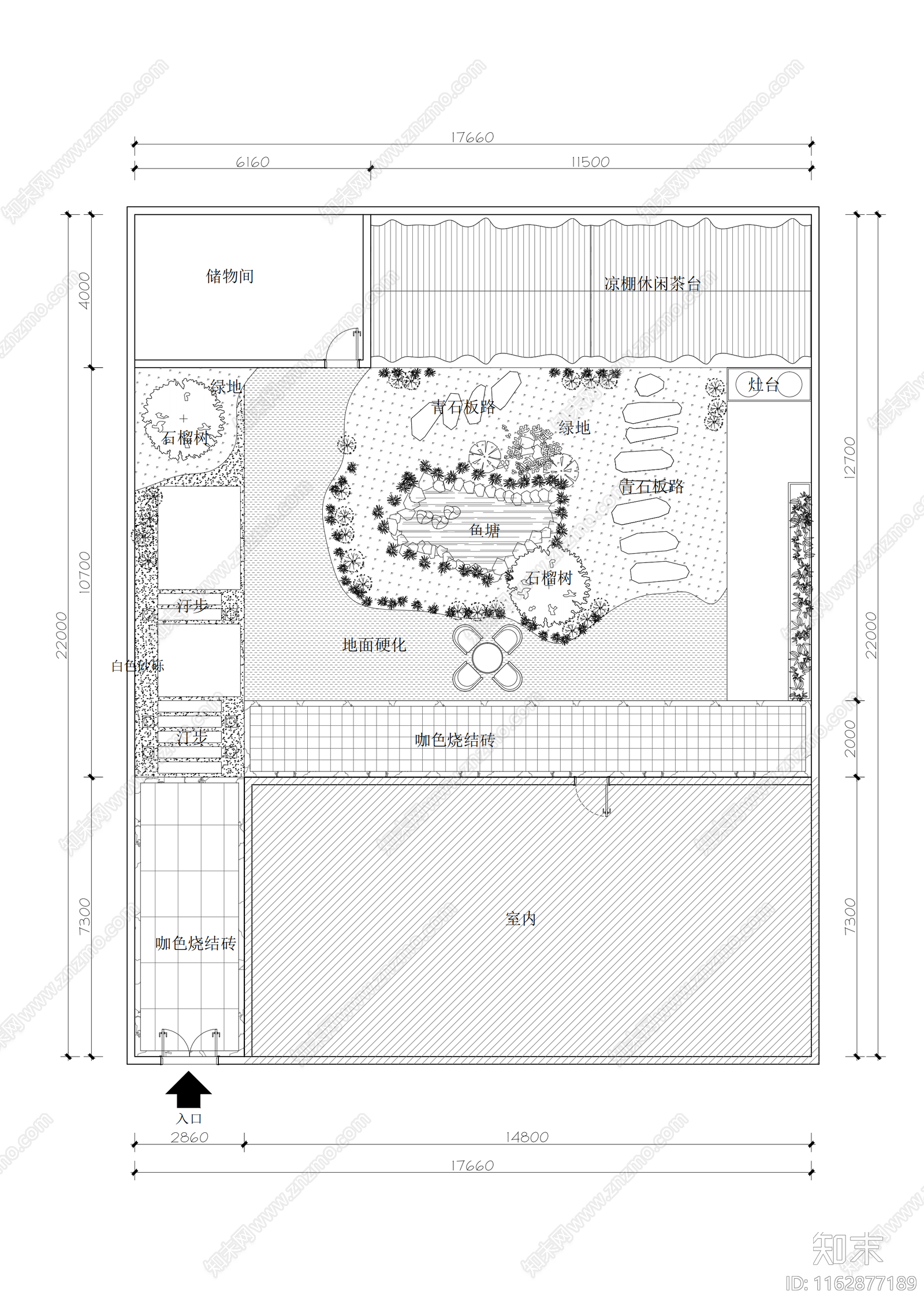 现代庭院cad施工图下载【ID:1162877189】