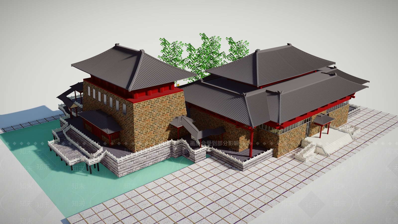 中式复古古建筑SU模型下载【ID:1162879102】