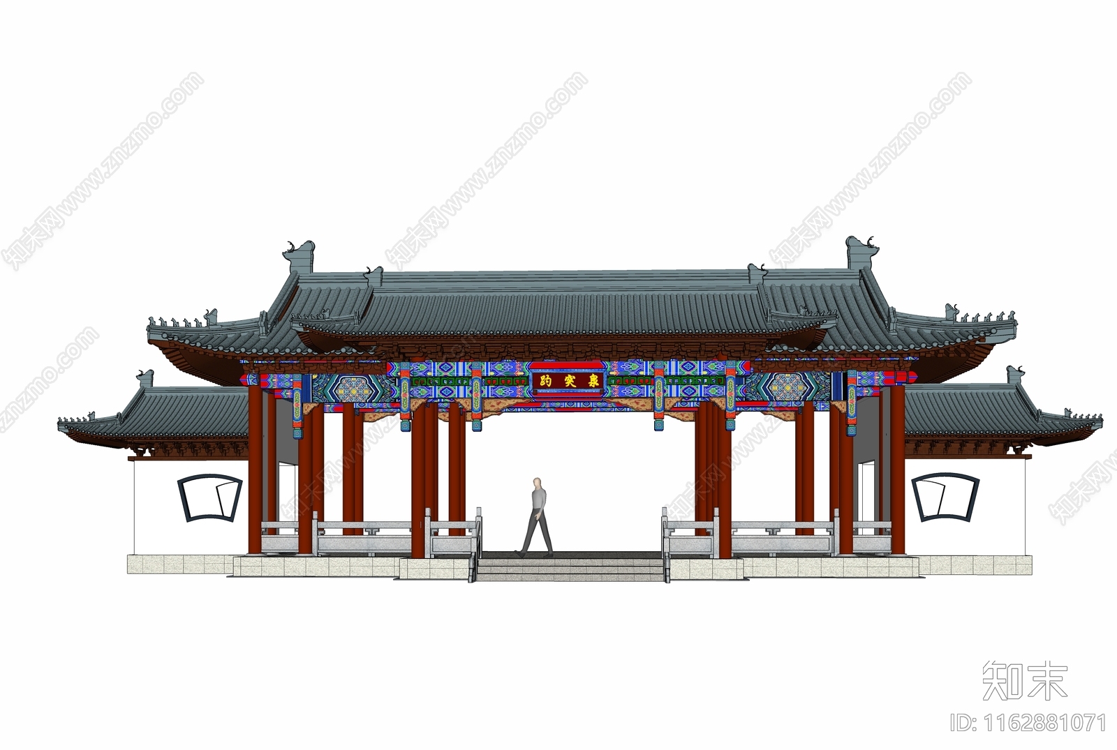 中式复古古建筑SU模型下载【ID:1162881071】