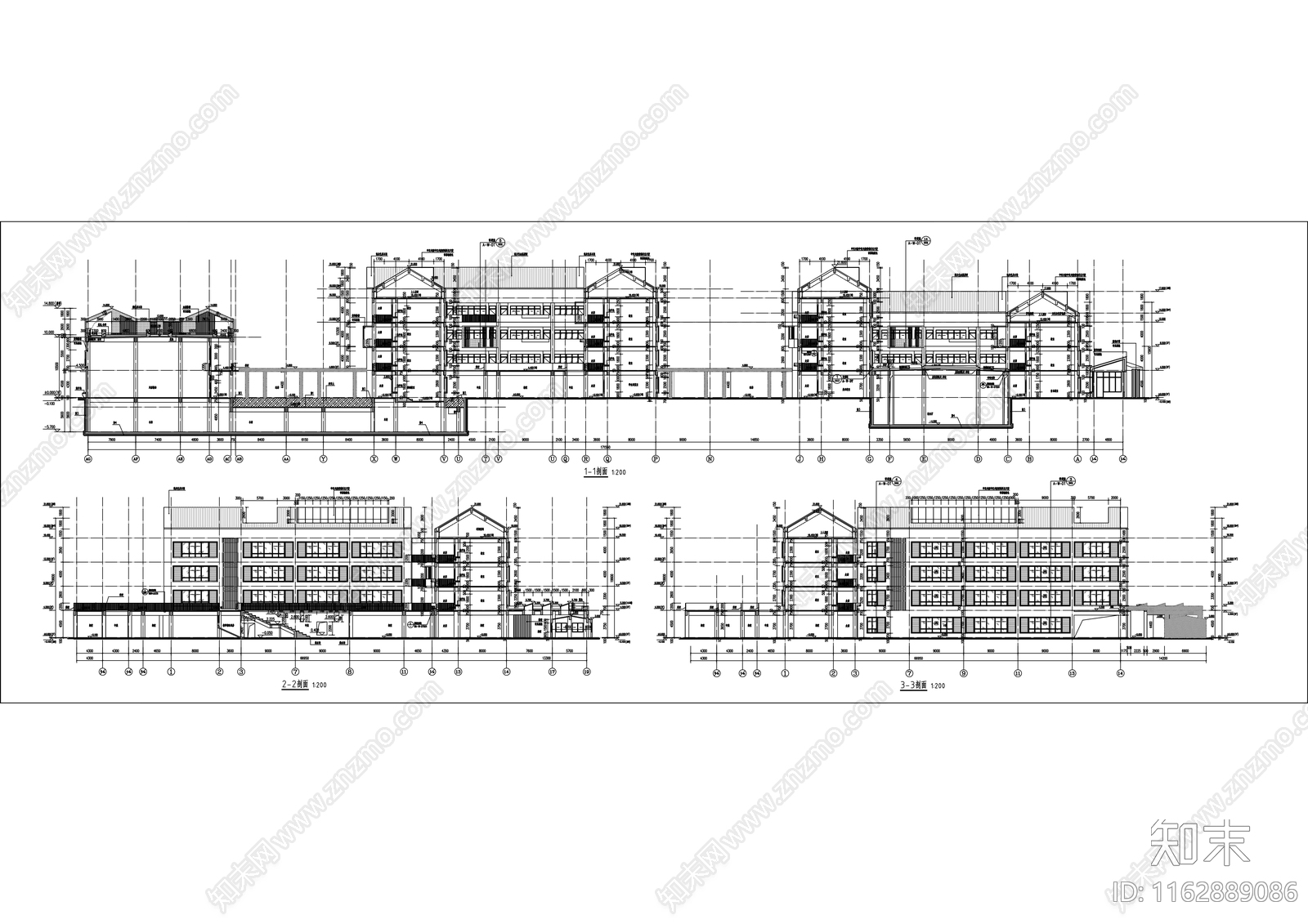 现代学校建筑cad施工图下载【ID:1162889086】