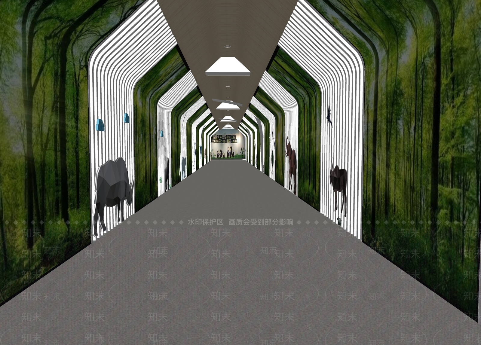 现代办公走廊SU模型下载【ID:1162890708】