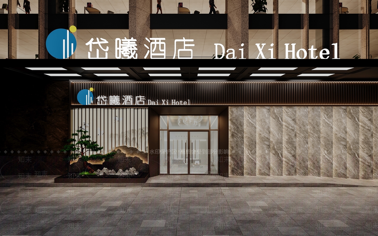 新中式现代酒店3D模型下载【ID:1162891940】