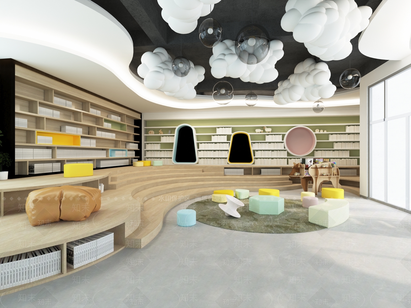 现代新中式图书馆3D模型下载【ID:1162894473】
