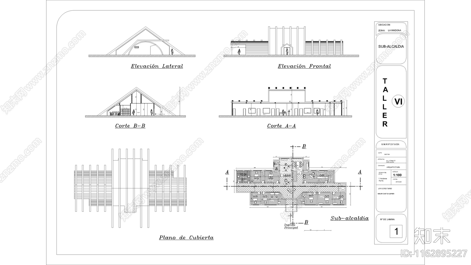 现代办公楼建筑cad施工图下载【ID:1162895227】