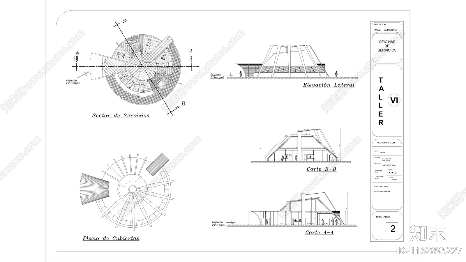 现代办公楼建筑cad施工图下载【ID:1162895227】