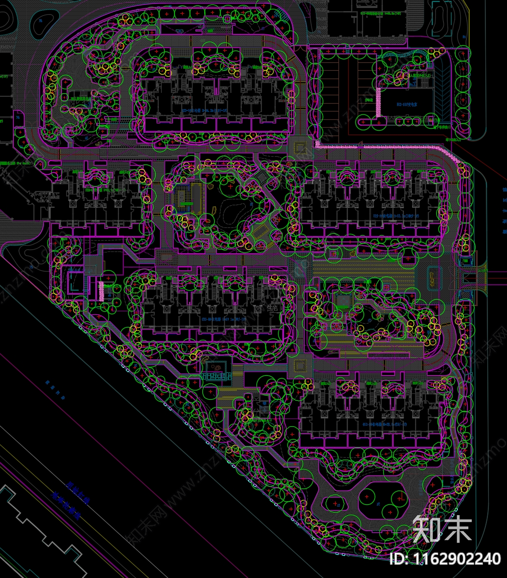 现代新中式小区景观cad施工图下载【ID:1162902240】