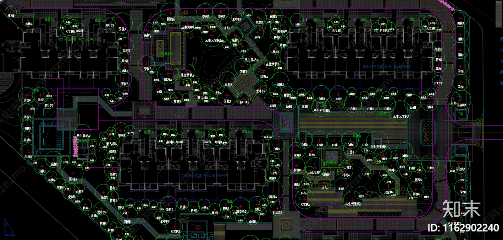 现代新中式小区景观cad施工图下载【ID:1162902240】