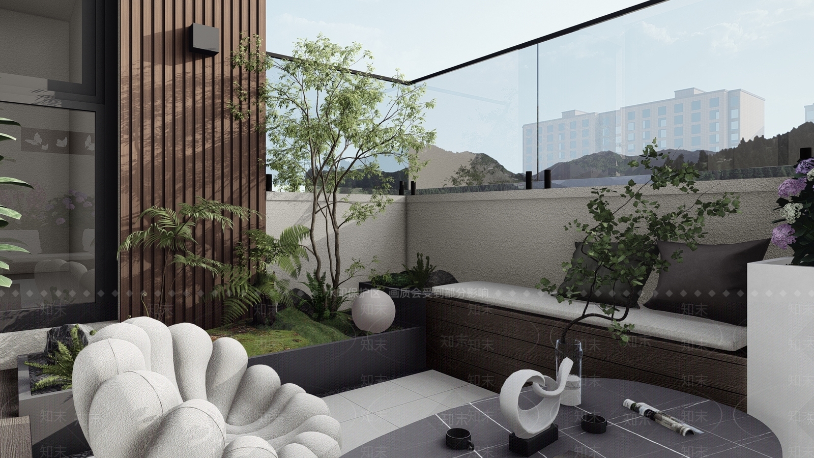 现代屋顶花园SU模型下载【ID:1162905975】