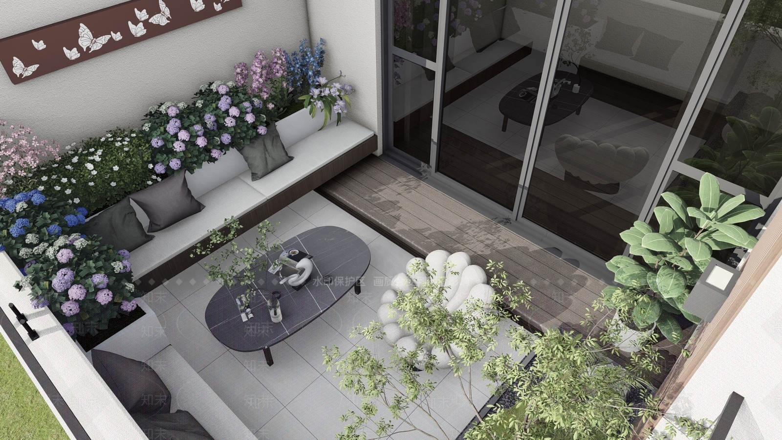 现代屋顶花园SU模型下载【ID:1162905975】