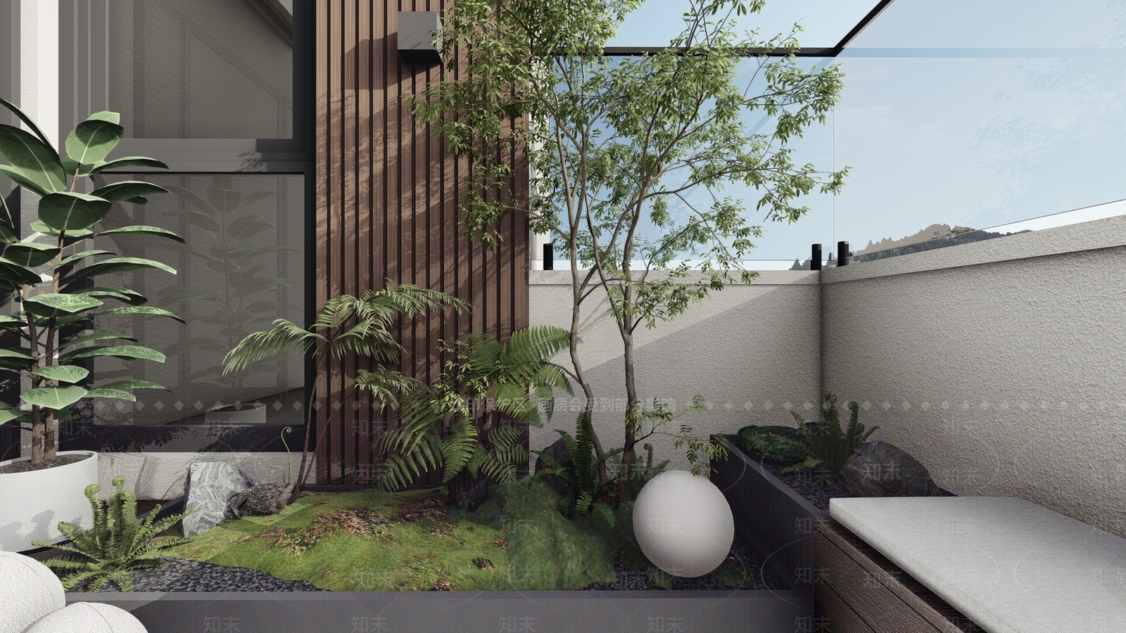 现代屋顶花园SU模型下载【ID:1162905975】