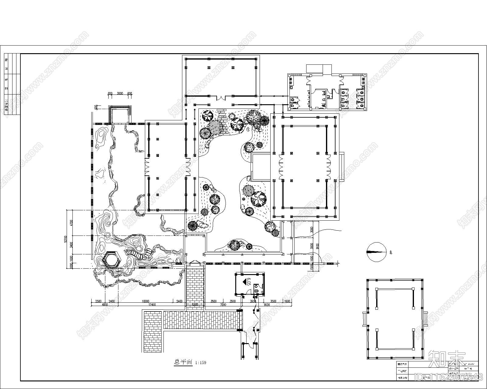 中式庭院cad施工图下载【ID:1162907543】