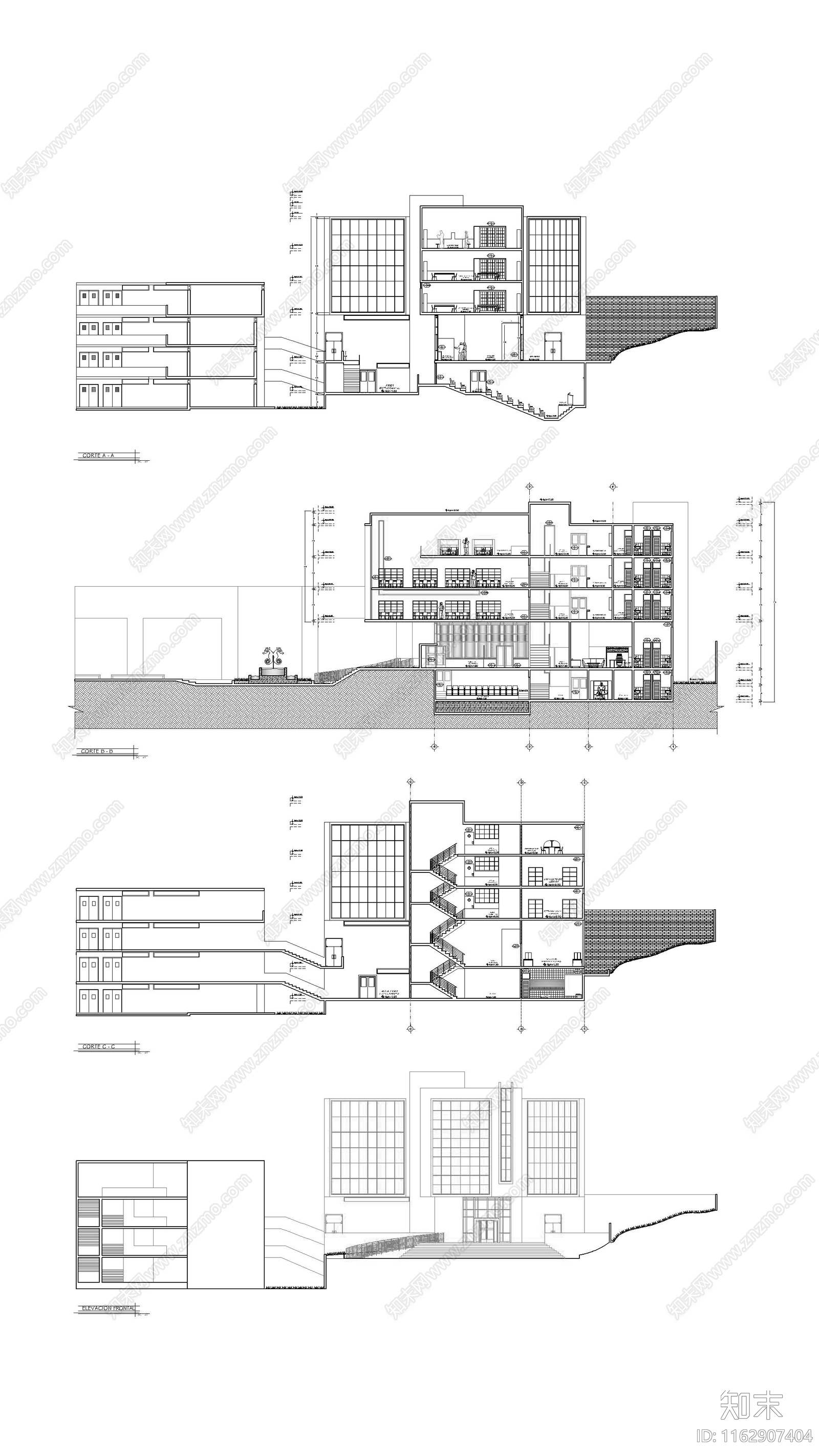 现代学校建筑cad施工图下载【ID:1162907404】