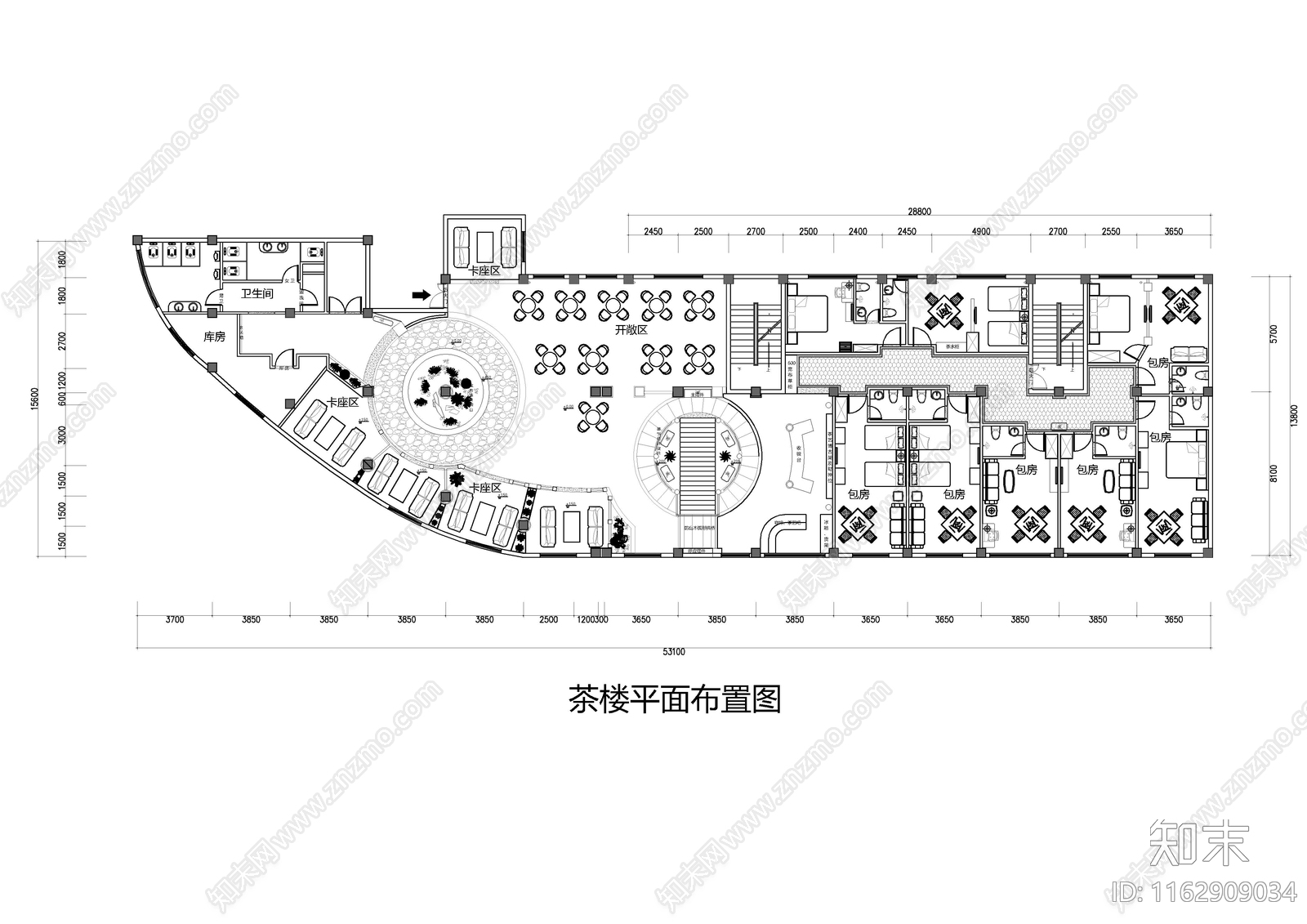 中式茶室施工图下载【ID:1162909034】