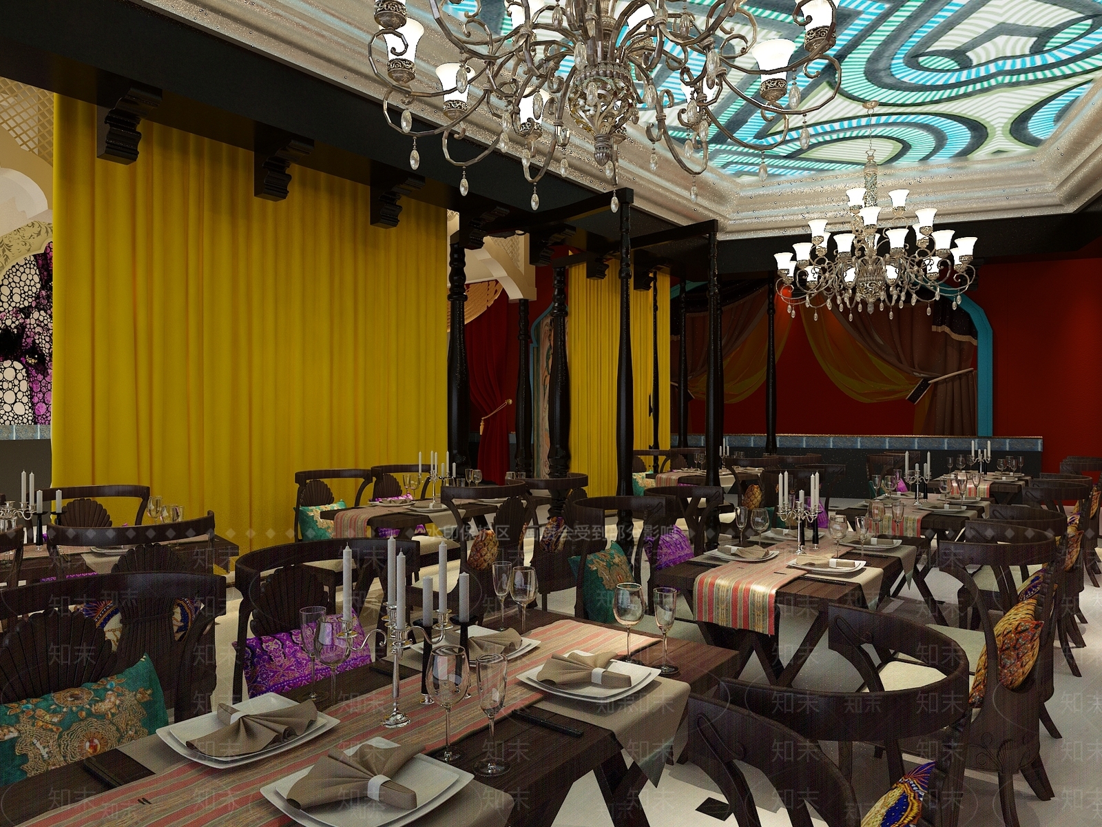 美式自助餐厅3D模型下载【ID:1162912253】